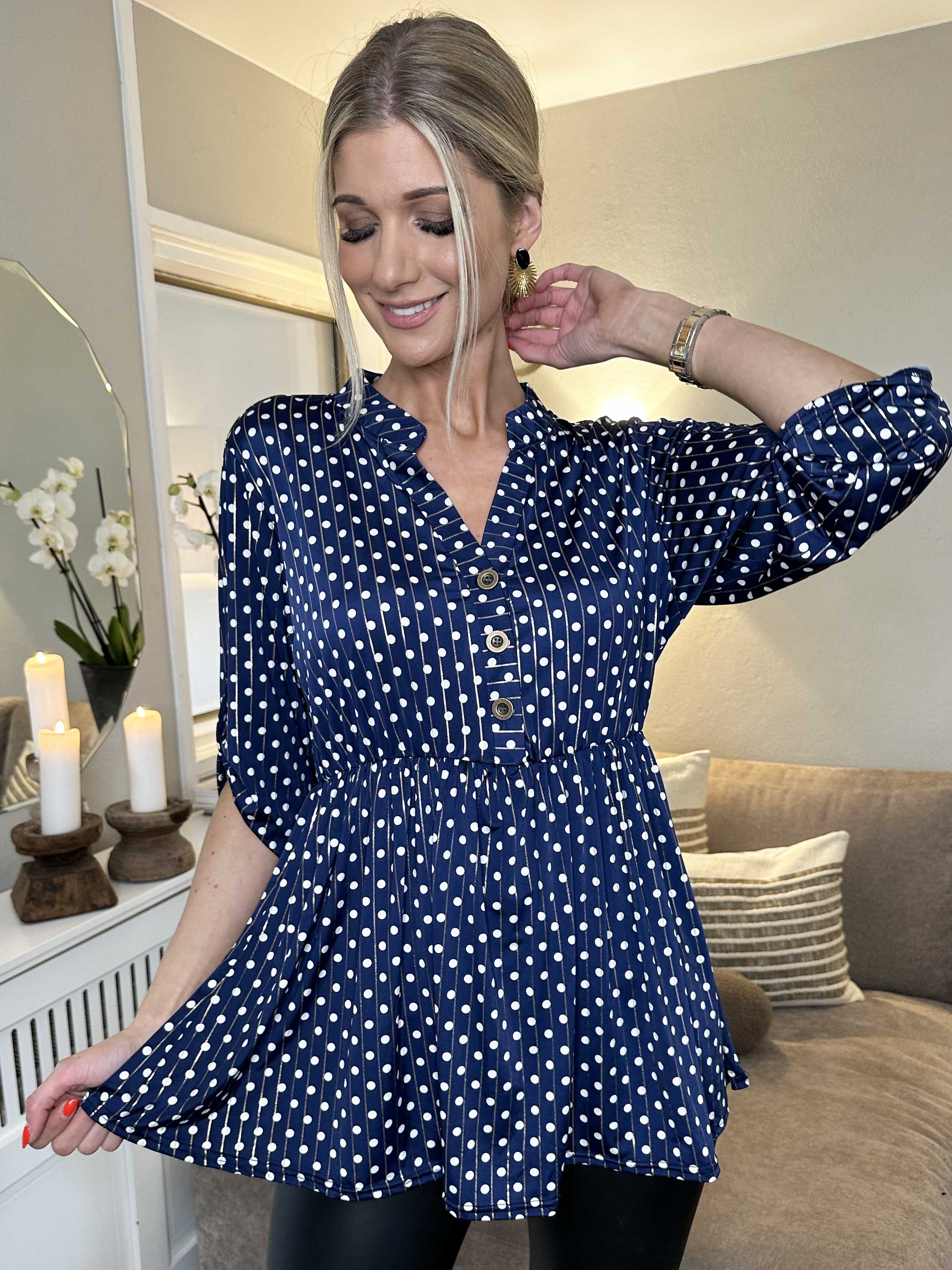 Katja Dot - Elastisk tunika med prickar och resår i midjan